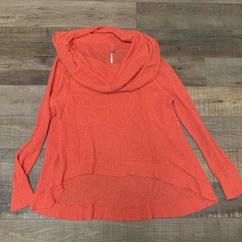 Free People Cowl Neck Orange Sweater Size Medium